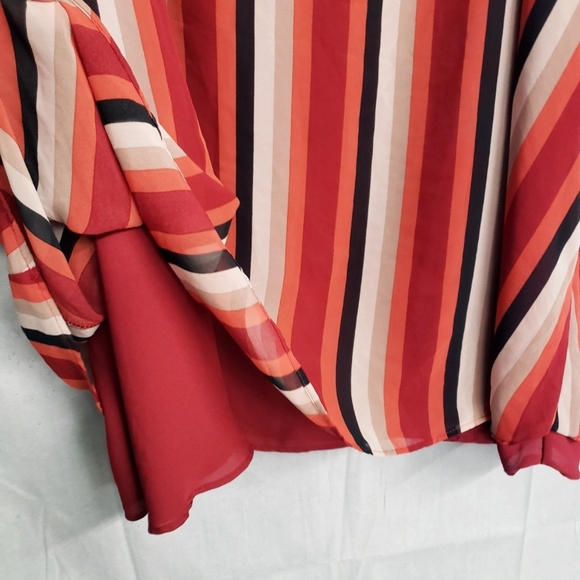 Torrid 4 4X 26 Sophie Swing Cami Tank Top Georgette Rust Red Vertical Striped - Picture 5 of 7